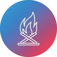 Bonfire Line Gradient Circle Background Icon vector