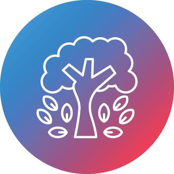 Autumn Tree Line Gradient Circle Background Icon vector