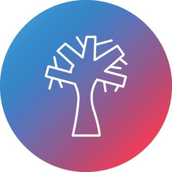 icono de fondo de círculo de gradiente de línea de árbol seco vector