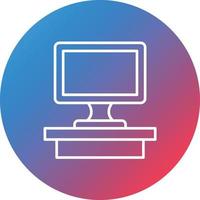 icono de fondo de círculo degradado de línea de computadora vector
