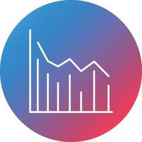 Declining Line Graph Line Gradient Circle Background Icon vector