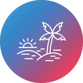 icono de fondo de círculo degradado de línea de palmeras vector