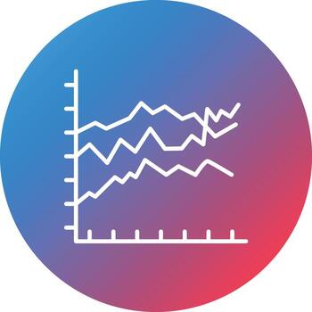 Filled Graph Line Gradient Circle Background Icon vector