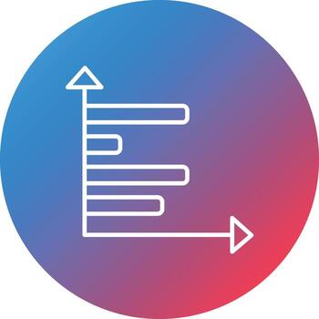 icono de fondo de círculo de gradiente de línea de gráfico de barra horizontal vector