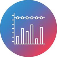 Stacked Bar Chart Line Gradient Circle Background Icon vector