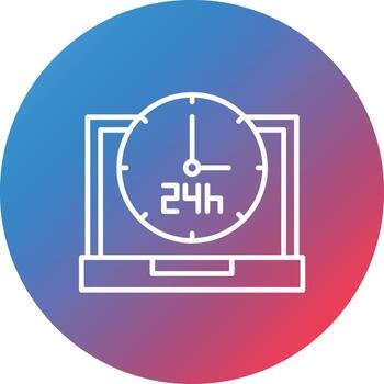 24 Hours Line Gradient Circle Background Icon vector