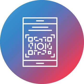 icono de fondo de círculo degradado de línea de código qr vector