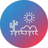 icono de fondo de círculo degradado de línea de clima caliente del desierto vector