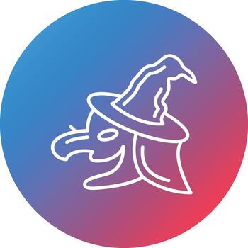 icono de fondo de círculo degradado de línea de bruja vector