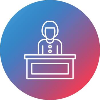 icono de fondo de círculo degradado de línea de recepcionista vector