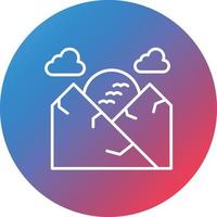 Sunset Landscape Line Gradient Circle Background Icon vector