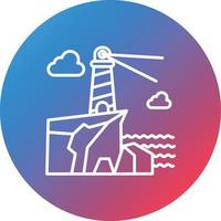 Lighthouse Landscape Line Gradient Circle Background Icon vector