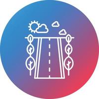 Road Landscape Line Gradient Circle Background Icon vector