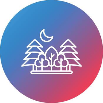 Tree Landscape Line Gradient Circle Background Icon vector