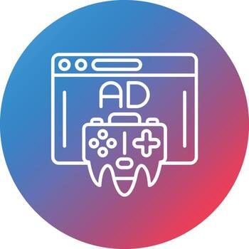 Game Ads Line Gradient Circle Background Icon vector