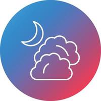 Cloudy Night Line Gradient Circle Background Icon vector