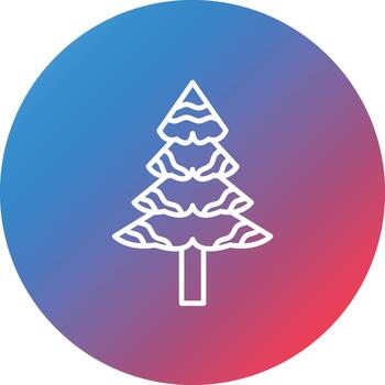 icono de fondo de círculo de gradiente de línea de árbol cubierto de nieve vector