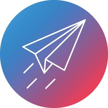 icono de fondo de círculo degradado de línea de avión de papel vector