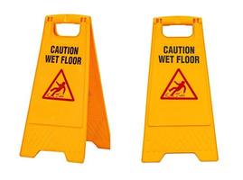 Warning sign for slippery floor isolated on white background, copy space.
