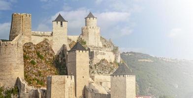 Ancient castle fortress on the river Golubac, Serbia. Selective focus photo