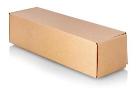 close up cardboard box taped up and isolated on a white background. photo