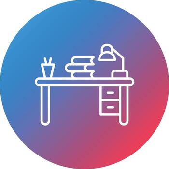 Study Table Line Gradient Circle Background Icon vector