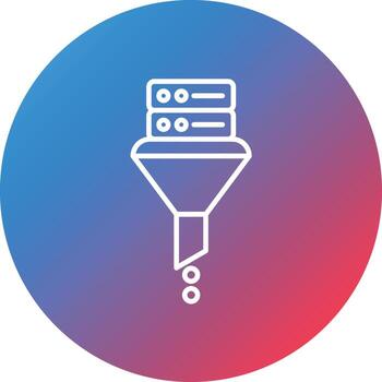 icono de fondo de círculo de gradiente de línea de filtrado de datos vector