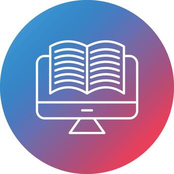 Online Learning Line Gradient Circle Background Icon vector