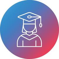 Female Graduate Line Gradient Circle Background Icon vector