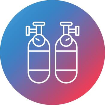 icono de fondo de círculo degradado de línea de tanque de oxígeno vector
