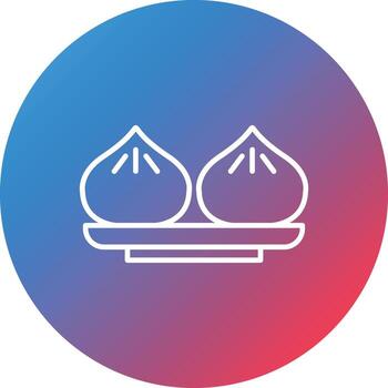 Dumplings Line Gradient Circle Background Icon vector