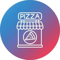 icono de fondo de círculo degradado de línea de tienda de pizza vector