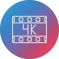 icono de fondo de círculo degradado de línea de película 4k vector