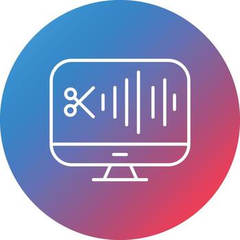 icono de fondo de círculo degradado de línea de edición de audio vector