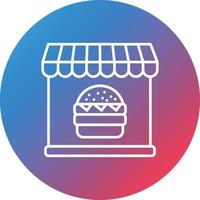 icono de fondo de círculo degradado de línea de tienda de hamburguesas vector