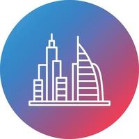 icono de fondo de círculo degradado de línea de paisaje de dubai vector