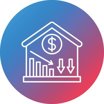 Price Decrease Line Gradient Circle Background Icon vector