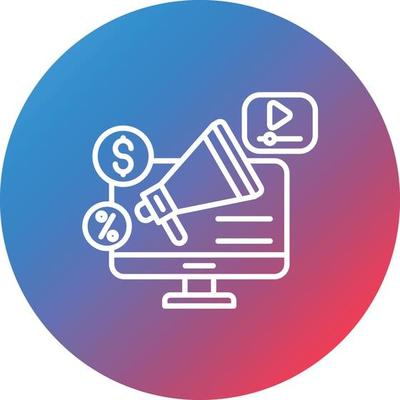 Digital Campaign Line Gradient Circle Background Icon