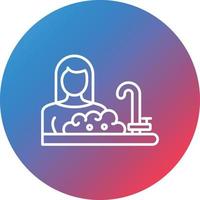 Woman Washing Dishes Line Gradient Circle Background Icon vector