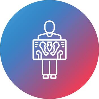 icono de fondo de círculo degradado de línea de rayos x de hombre vector