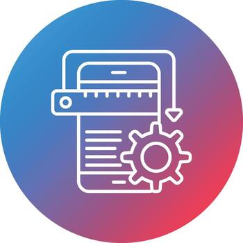 icono de fondo de círculo degradado de línea de desarrollo de aplicaciones vector