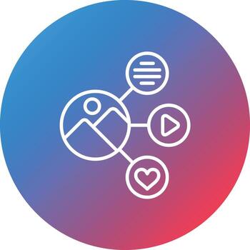 Sharing Content Line Gradient Circle Background Icon vector