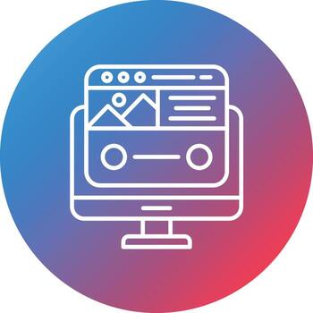 icono de fondo de círculo degradado de línea de página de destino vector