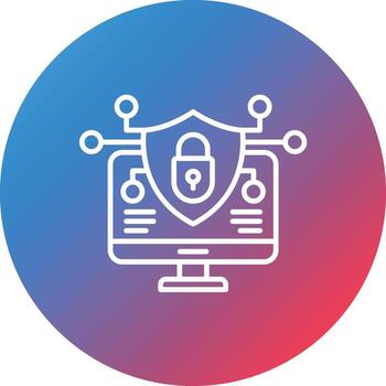 icono de fondo de círculo degradado de línea de seguridad del sitio web vector