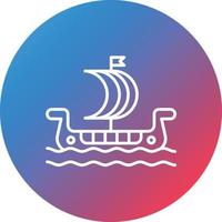 Viking Ship Line Gradient Circle Background Icon vector