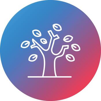 icono de fondo de círculo de gradiente de línea de árbol seco vector