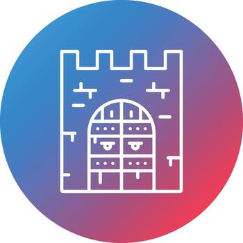 castillo puerta línea gradiente círculo fondo icono vector