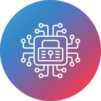 icono de fondo de círculo degradado de línea de seguridad cibernética vector