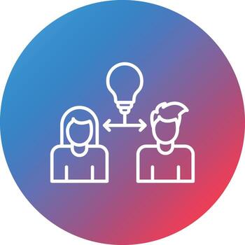 icono de fondo de círculo degradado de línea de trabajo en equipo vector