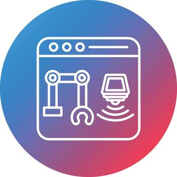 Cyber Physical System Line Gradient Circle Background Icon vector